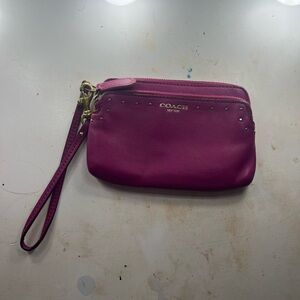 Coach Fuchsia Wristlet with Stud Accents